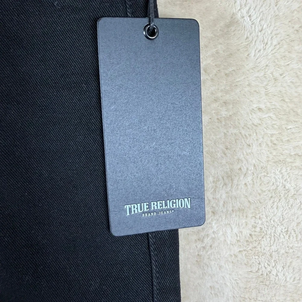 True Religion NWT Ricky Relaxed Straight Black Denim Jeans Mens 33X32‎